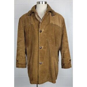 Vintage Richman Brothers Mens Corduroy Casual Work Jacket Coat Plaid Lining L 44